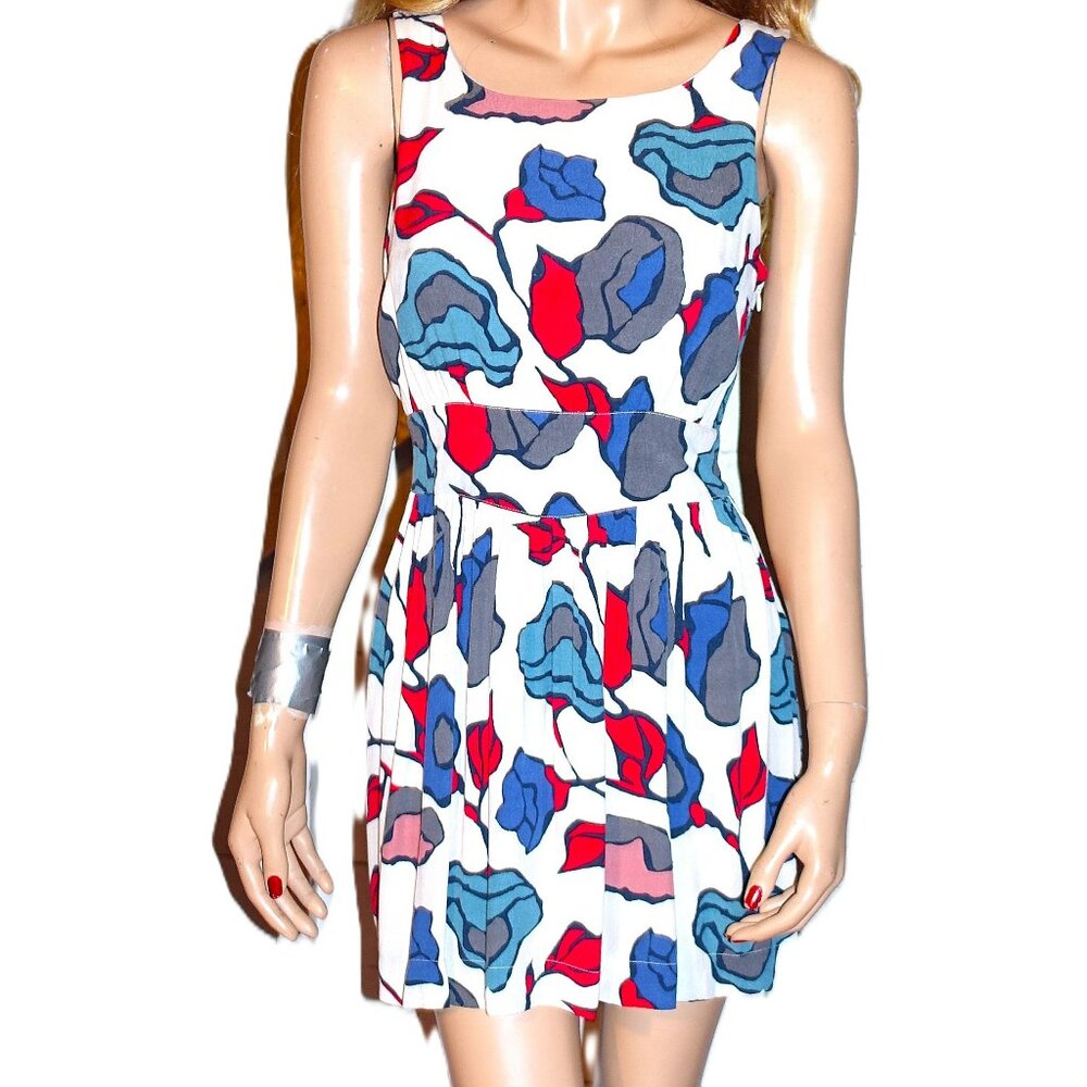 Cooperative Red Blue Floral Boho Dress 6